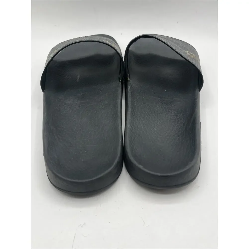 Gucci GG Supreme Slides Tiger Black Gold 407345 Men’s Sz US 10 USED AS IS